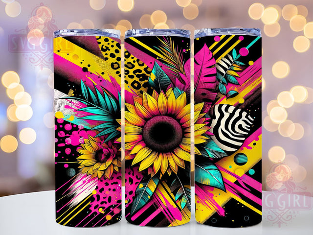 Graffiti Sunflower Street Art Tumbler, Urban Floral Sublimation, Street Art Sunflower Wrap, Bright Floral Graffiti Cup, Hipster Sunflower Drinkware, Bold Yellow Flower Design, Artistic Sunflower Sublimation SvggirlplusArt 