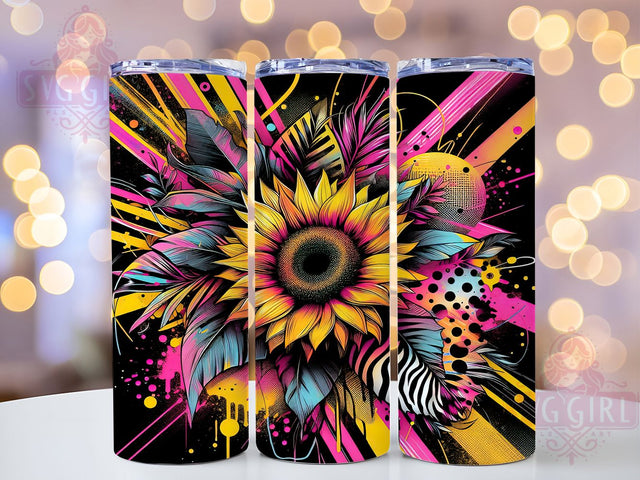 Graffiti Sunflower Street Art Tumbler, Urban Floral Sublimation, Street Art Sunflower Wrap, Bright Floral Graffiti Cup, Hipster Sunflower Drinkware, Bold Yellow Flower Design, Artistic Sunflower Sublimation SvggirlplusArt 