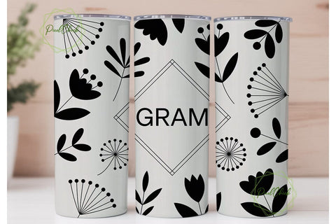 Gram Floral Tumbler Wrap PNG Sublimation PixelChick 