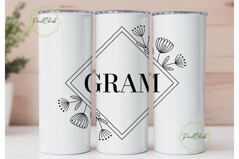 Gram Floral Tumbler Wrap PNG Sublimation PixelChick 