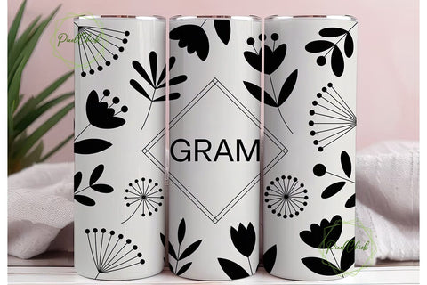 Gram Floral Tumbler Wrap PNG Sublimation PixelChick 