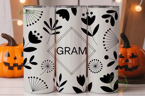 Gram Floral Tumbler Wrap PNG Sublimation PixelChick 