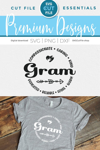 Gram svg with heart for grandma SVG SVG Cut File 