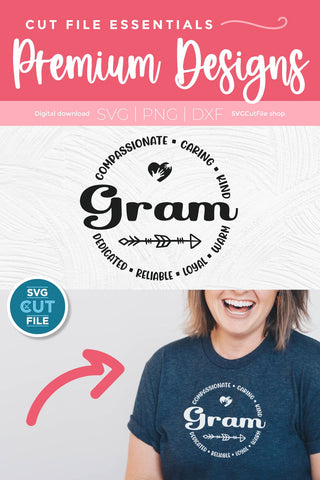 Gram svg with heart for grandma SVG SVG Cut File 
