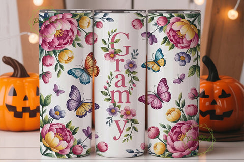 Grammy Floral Butterfly 20oz Tumbler Sublimation PixelChick 
