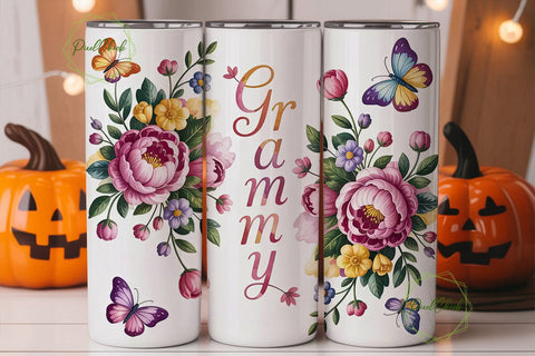 Grammy Floral Butterfly 20oz Tumbler Sublimation PixelChick 