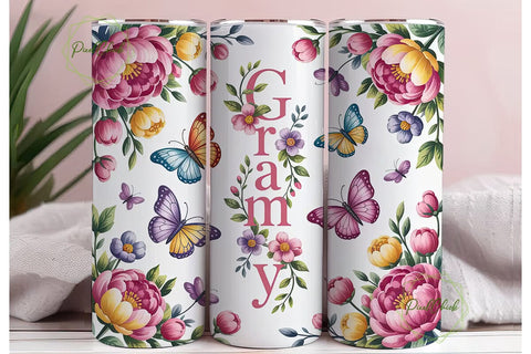 Grammy Floral Butterfly 20oz Tumbler Sublimation PixelChick 