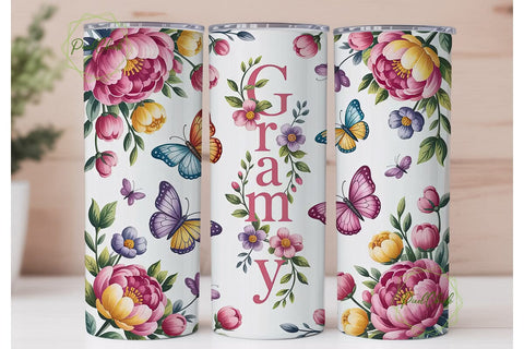 Grammy Floral Butterfly 20oz Tumbler Sublimation PixelChick 