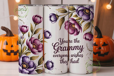 Grammy Floral Tumbler Wrap PNG Sublimation PixelChick 