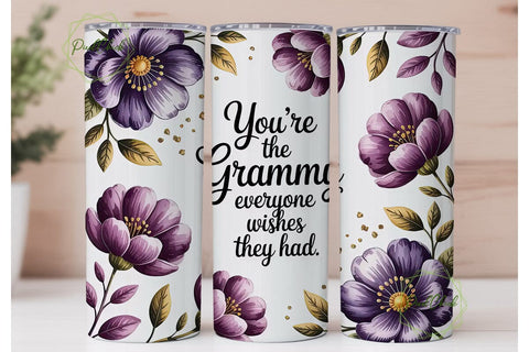Grammy Floral Tumbler Wrap PNG Sublimation PixelChick 