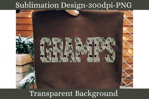 Gramps Camo Varsity Letters PNG, Camouflage Sublimation Design, Outdoorsman Digital Download Sublimation Keepsake Treasures Designs LLC. 
