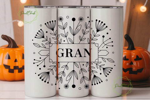 Gran Floral Tumbler Wrap PNG Sublimation PixelChick 