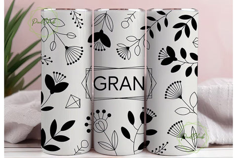 Gran Floral Tumbler Wrap PNG Sublimation PixelChick 