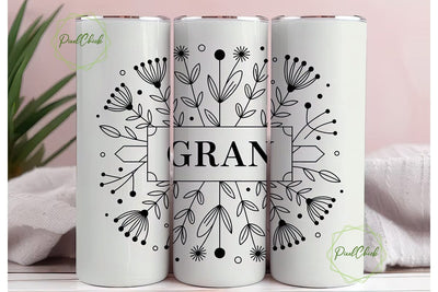 Gran Floral Tumbler Wrap PNG Sublimation PixelChick 