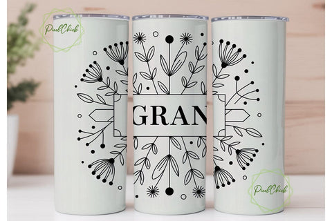 Gran Floral Tumbler Wrap PNG Sublimation PixelChick 