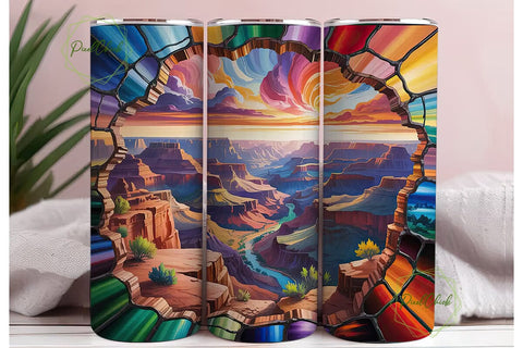 Grand Canyon Stained Glass 20oz Tumbler Sublimation PixelChick 
