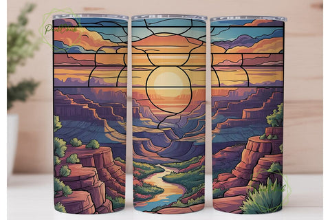 Grand Canyon Stained Glass 20oz Tumbler Sublimation PixelChick 