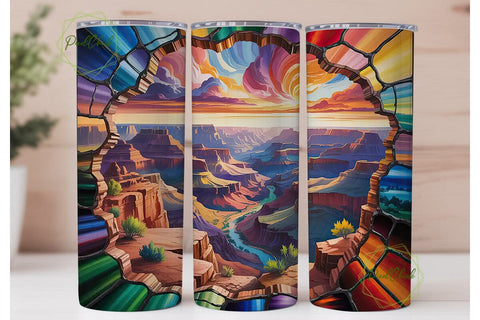 Grand Canyon Stained Glass 20oz Tumbler Sublimation PixelChick 