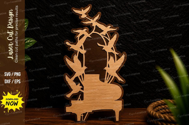 Grand Piano Birds Laser Cut Svg Design SVG Regulrcrative 