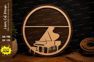 Grand Piano Circle Frame Laser Cut SVG File SVG Regulrcrative 