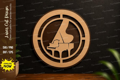 Grand Piano Circle Laser Cut SVG Design SVG Regulrcrative 