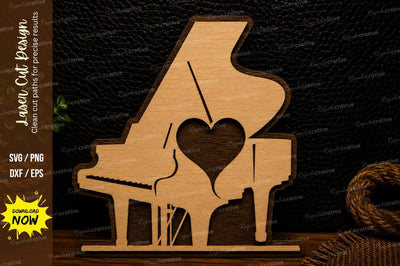 Grand Piano Heart Laser Cut SVG Design SVG Regulrcrative 