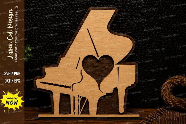Grand Piano Heart Laser Cut SVG Design SVG Regulrcrative 