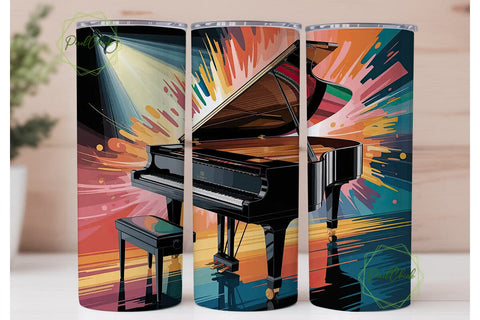 Grand Piano Symphony 20oz Tumbler Wrap Sublimation PixelChick 