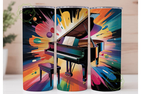 Grand Piano Symphony 20oz Tumbler Wrap Sublimation PixelChick 