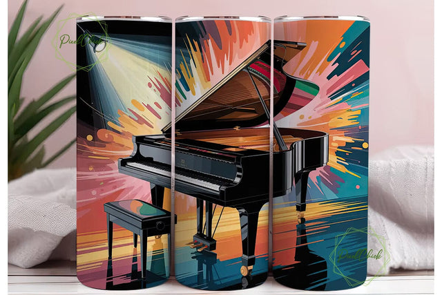 Grand Piano Symphony 20oz Tumbler Wrap Sublimation PixelChick 
