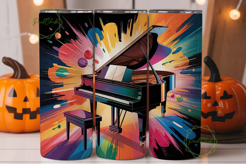 Grand Piano Symphony 20oz Tumbler Wrap Sublimation PixelChick 