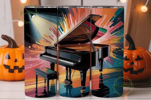 Grand Piano Symphony 20oz Tumbler Wrap Sublimation PixelChick 