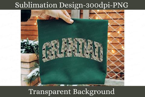 Grandad Camo PNG, Camouflage Varsity Letter Sublimation Design, Grandpa Shirt Graphic Sublimation Keepsake Treasures Designs LLC. 