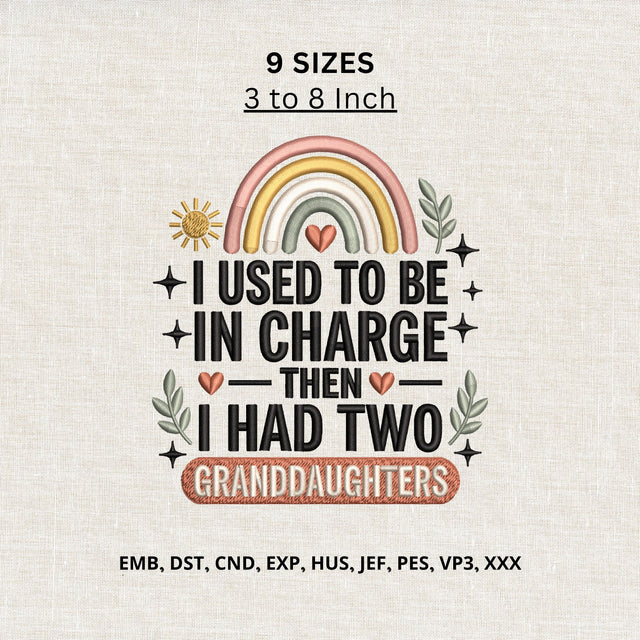 Granddaughter Machine Embroidery Design – Funny Grandma Quote Rainbow Grandmother Embroidery Embroidery/Applique DESIGNS PatternFeed8 