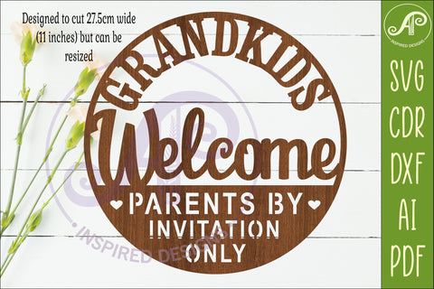 Grandkids Welcome SVG Sign | Funny Home Laser Cut Wall Sign SVG APInspireddesigns 