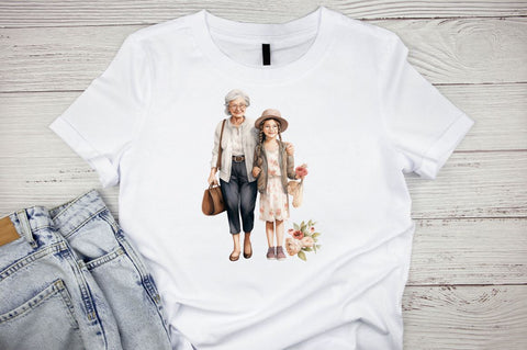 Grandma and Niece Watercolor Clipart Bundle Sublimation Designangry 