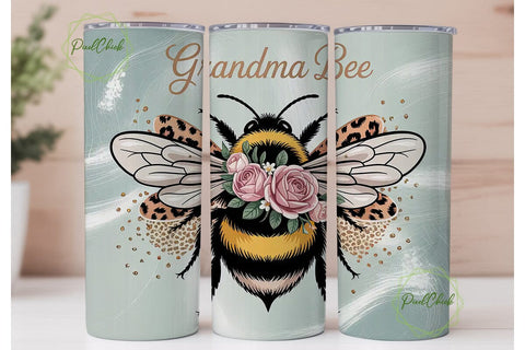 Grandma Bee 20oz Tumbler Wrap Sublimation PixelChick 