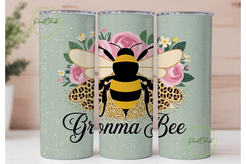 Grandma Bee 20oz Tumbler Wrap Sublimation PixelChick 