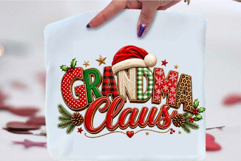 Grandma Claus Christmas Typography PNG Sublimation SVGArt 
