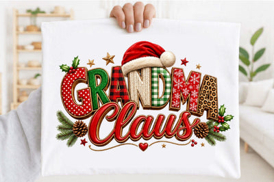 Grandma Claus Christmas Typography PNG Sublimation SVGArt 