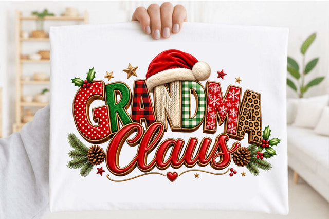 Grandma Claus Christmas Typography PNG Sublimation SVGArt 