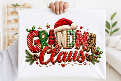 Grandma Claus Christmas Typography PNG Sublimation SVGArt 