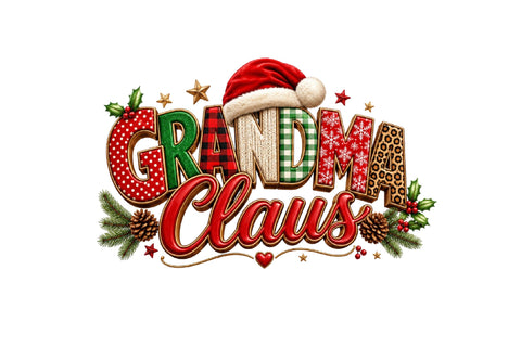 Grandma Claus Christmas Typography PNG Sublimation SVGArt 