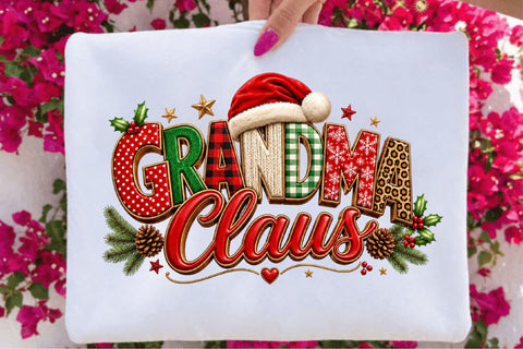Grandma Claus Christmas Typography PNG Sublimation SVGArt 