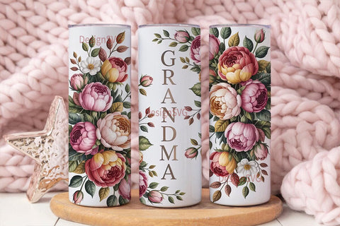 Grandma Floral 20oz Tumbler Wrap Sublimation DesignSVG 