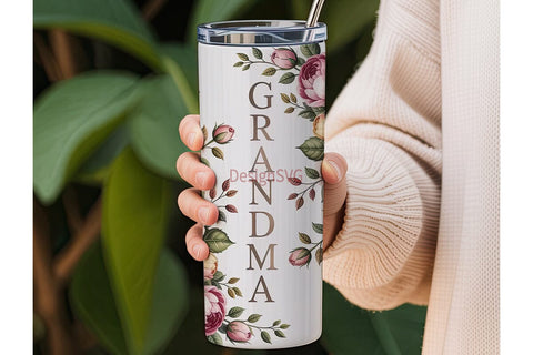 Grandma Floral 20oz Tumbler Wrap Sublimation DesignSVG 