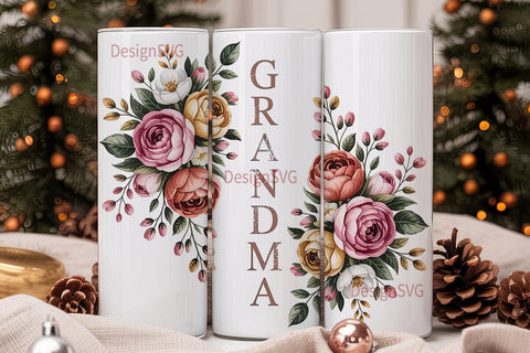Grandma Floral 20oz Tumbler Wrap Sublimation DesignSVG 
