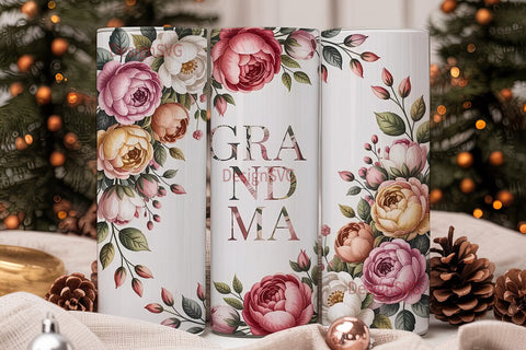 Grandma Floral 20oz Tumbler Wrap Sublimation DesignSVG 