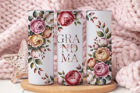 Grandma Floral 20oz Tumbler Wrap Sublimation DesignSVG 