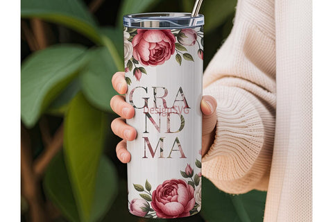 Grandma Floral 20oz Tumbler Wrap Sublimation DesignSVG 
